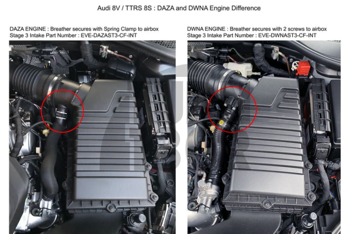 Eventuri Intake RSQ3 F3 DWNA Juego Adaptador Motor