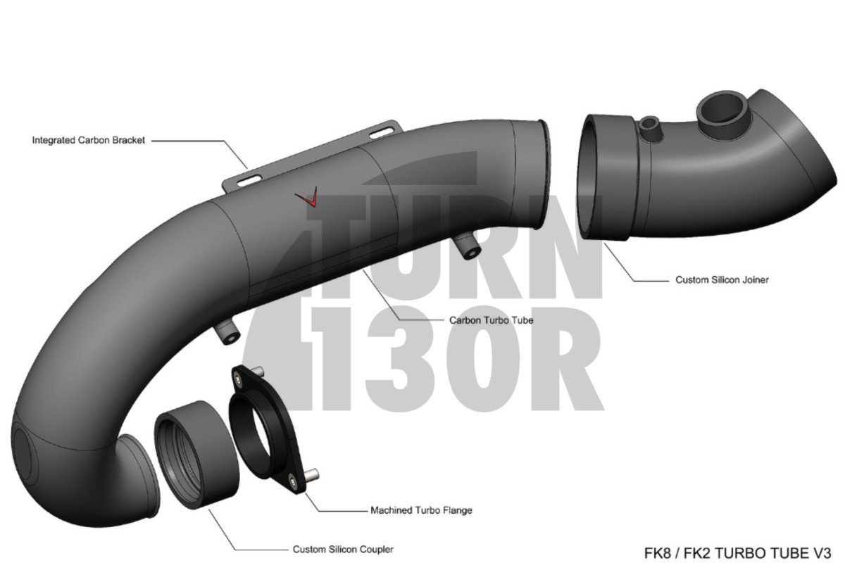 Tubo de entrada de turbo Eventuri de fibra de carbono para Honda Civic Type R FK2 Tubo de entrada de turbo Eventuri de fibra de carbono para Honda Civic Type R FK2