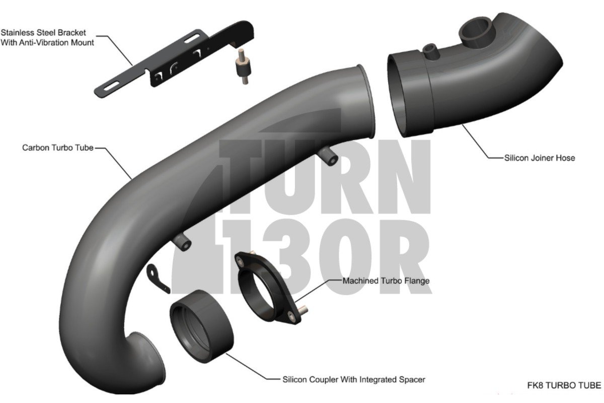Eventuri Tubo de entrada de turbo de fibra de carbono para Honda Civic Type R FK8 Eventuri Tubo de entrada de turbo de fibra de carbono para Honda Civic Type R FK8