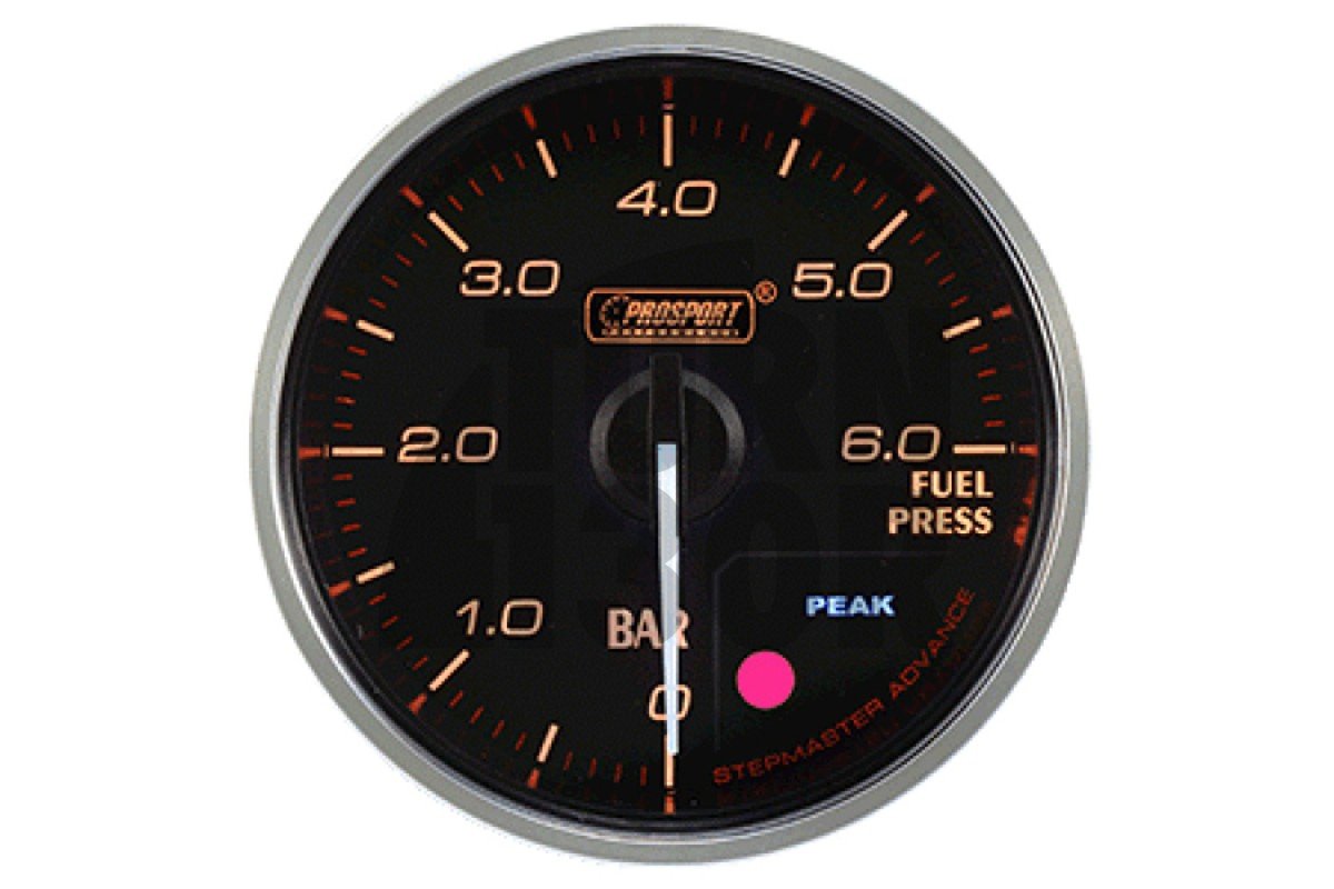 52mm Rojo / Blanco Manómetro de Presión de Combustible Prosport Supreme