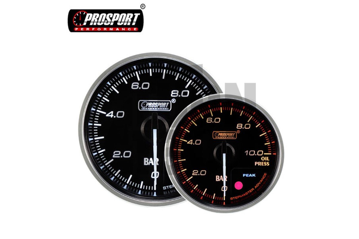 52mm Rojo / Blanco Manómetro de Presión de Aceite Prosport Supreme